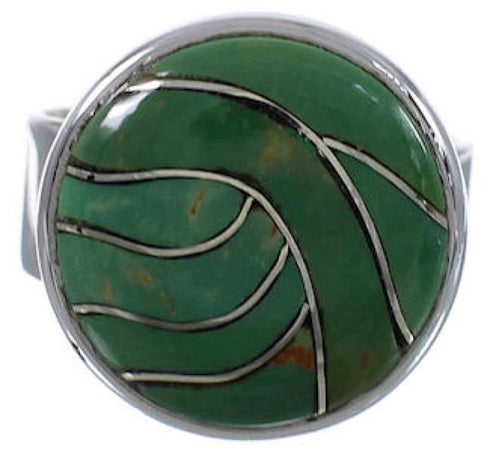 Heavy Turquoise Genuine Sterling Silver Ring Size 7 WX38282